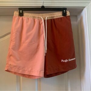 Men’s PacSun Maroon Colorblock Swim Trunks